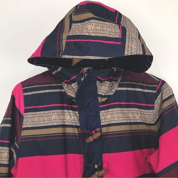 O’Neill Freedom Series Navy Blue Pink Custom Bomber Long Fit Ski Jacket - Picture 3 of 16